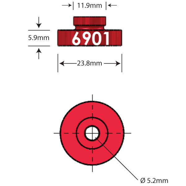 6901 Open Bore Adapter Dimensions