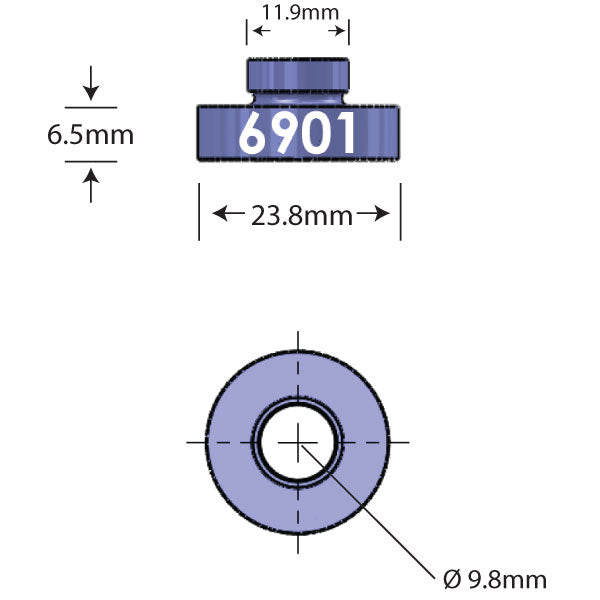 6901 Open Bore Adapter Dimensions