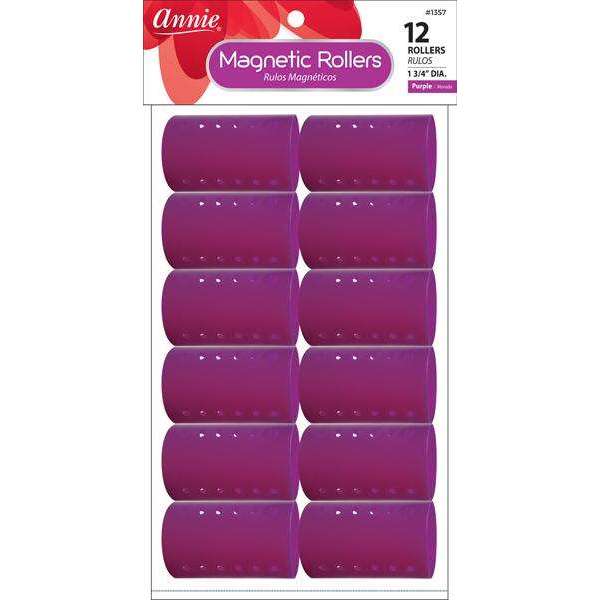 Annie Magnetic Hair Rollers 1 3/4 Inch, 12 Count, Purple
