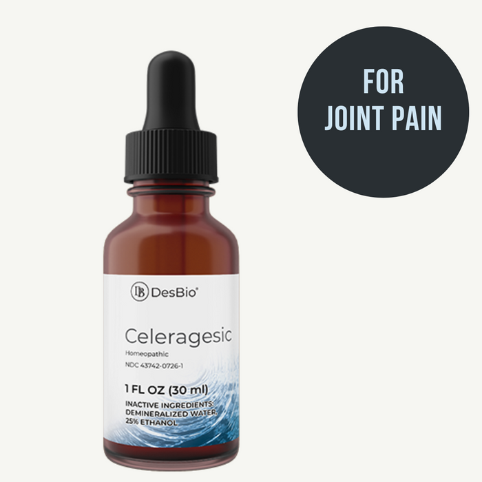 Celeragesic 1 oz by DesBio for the temporary relief of muscular pain, joint pain, sports injuries and bruising.
