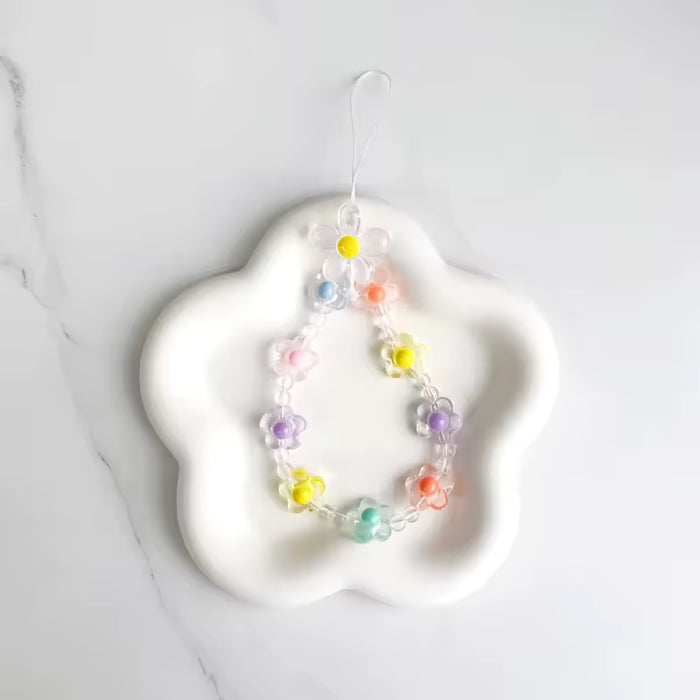 Flower Beaded Phone Charm Wristband