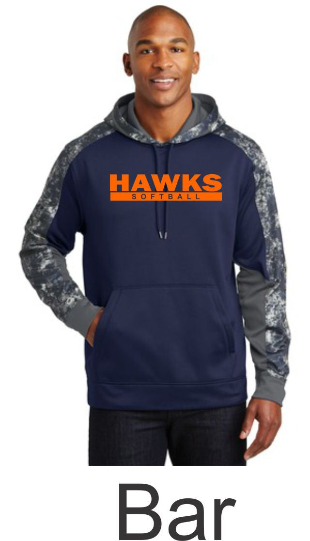 Hawks Softball Colorblock Hooded Wicking Sweatshirt- in 2 designs