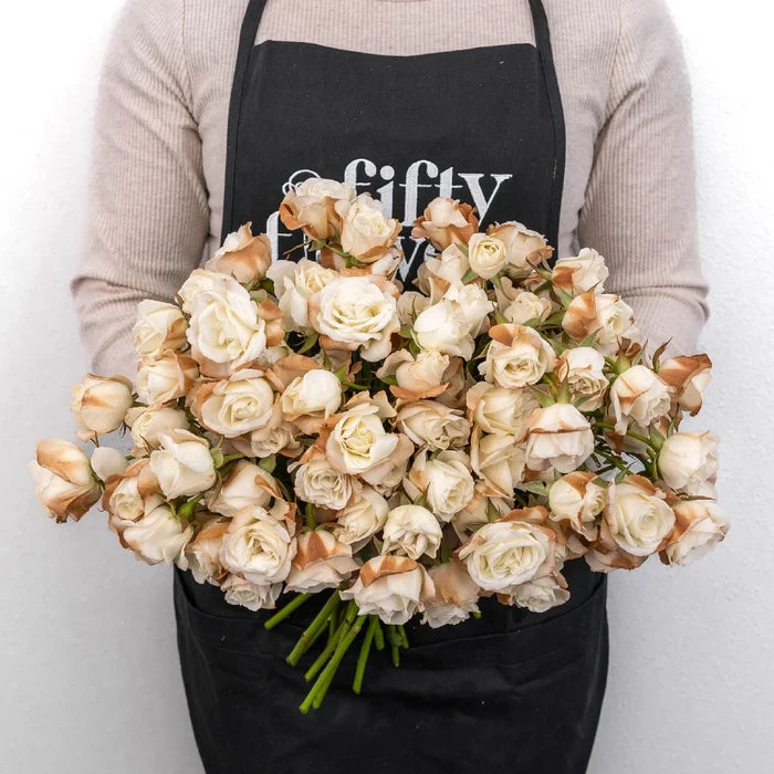 Mocha Mousse Ivory Spray Roses Apron - Image