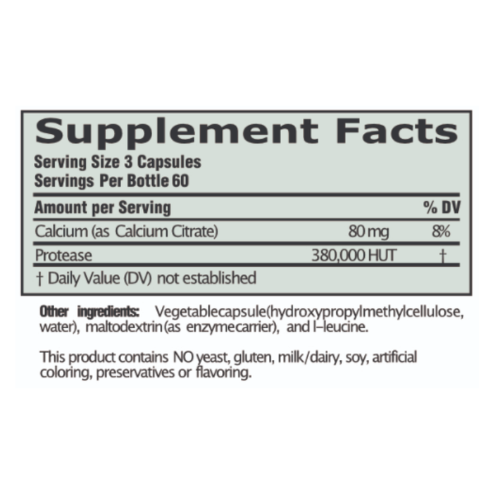 Protease is an enzyme supplement aid with the symptoms of a variety of infections.