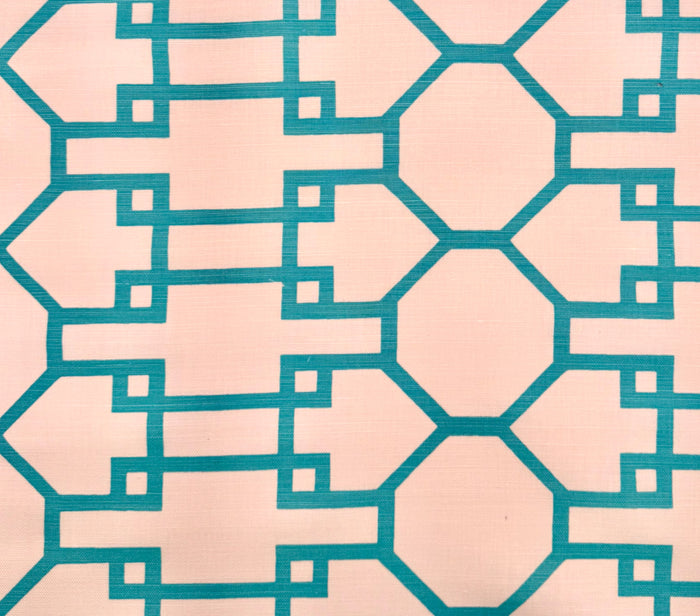 Quadrille Fabric: Brighton - Custom Turquoise on White Belgian Linen / Cotton