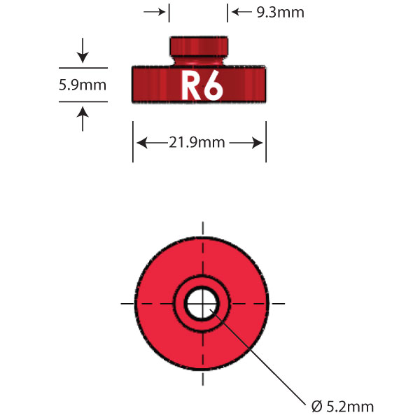 R6 Open Bore Adapter Dimensions
