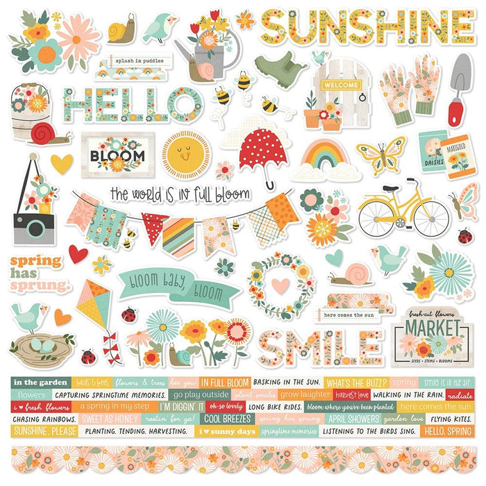 Simple Stories - Cardstock Stickers 12"X12" - Full Bloom - Combo. This 12x12 Cardstock Sticker Sheet includes 90 stickers. Made in USA. Available at Embellish Away located in Bowmanville Ontario Canada.