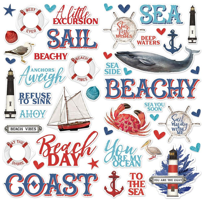 Simple Stories - Foam Stickers - 49/Pkg - Vintage Seas. Available at Embellish Away located in Bowmanville Ontario Canada.
