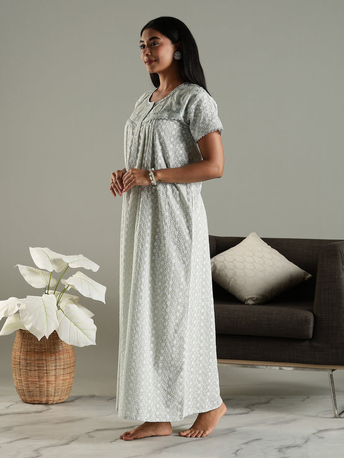 Soft daily wear pastel green 100% pure cotton nighty