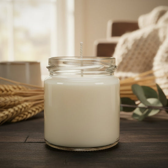Clear glass jar on a white background