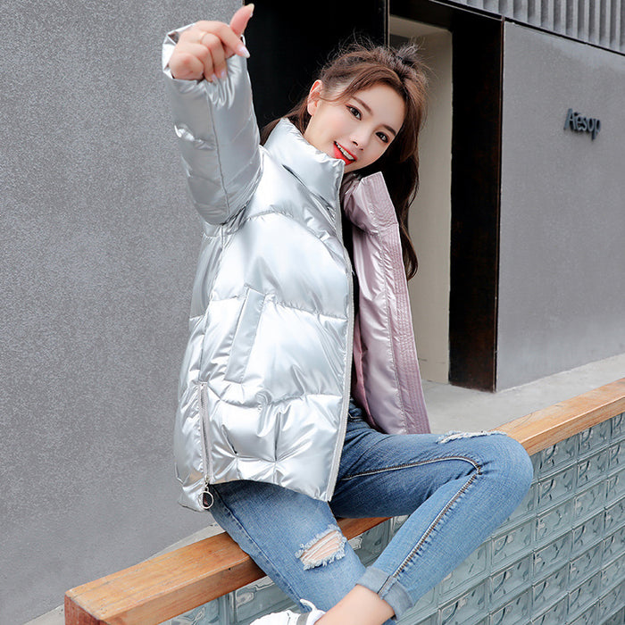 Women's Padded Winter Jacket - Stand Collar Puffer Coat
