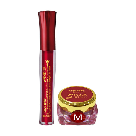 100% Natural Aromatic Liquid & Dust Maroon Sindoor 1Pcs Combo with Floral Pigments - Keya Seth Aromatherapy