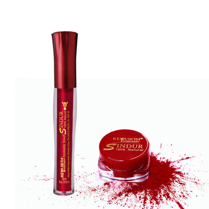 100% Natural Aromatic Liquid & Dust Maroon Sindoor 1Pcs Combo with Floral Pigments - Keya Seth Aromatherapy