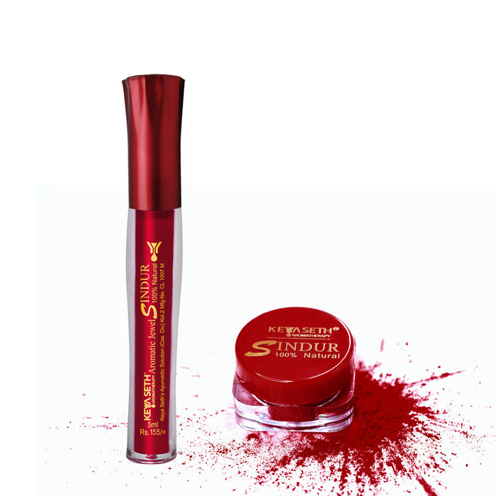 100% Natural Aromatic Liquid & Dust Maroon Sindoor 1Pcs Combo with Floral Pigments - Keya Seth Aromatherapy