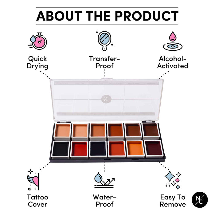 About the 12 Color Dark Flesh Tone Alcohol Activated Palette