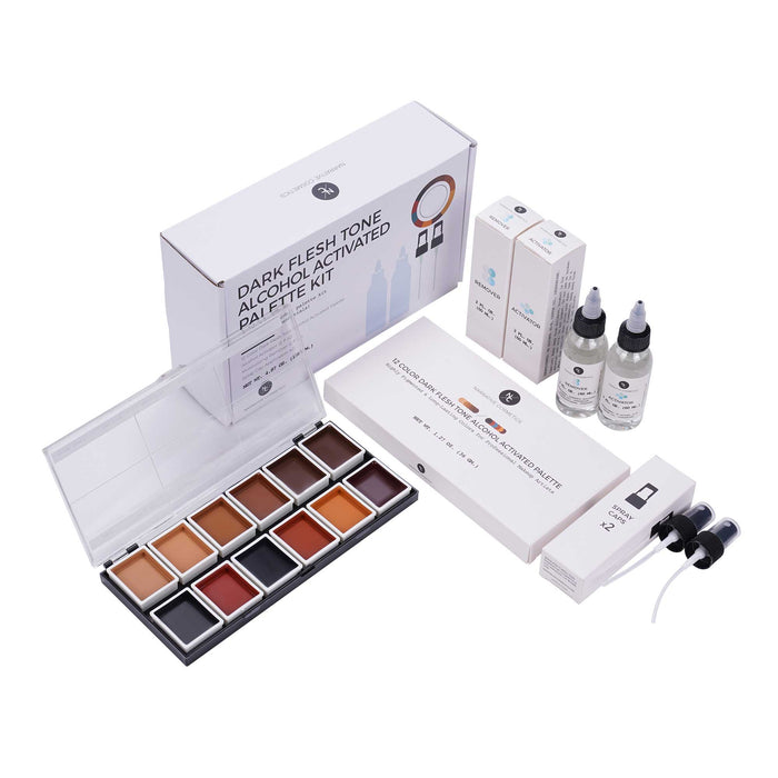 Dark Flesh Tone alcohol palette kit with activator and remover