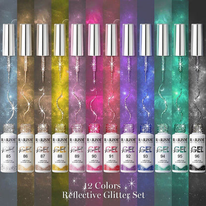 Reflective Glitter Gel Liner Color Swatches 12 Sparkle Shades