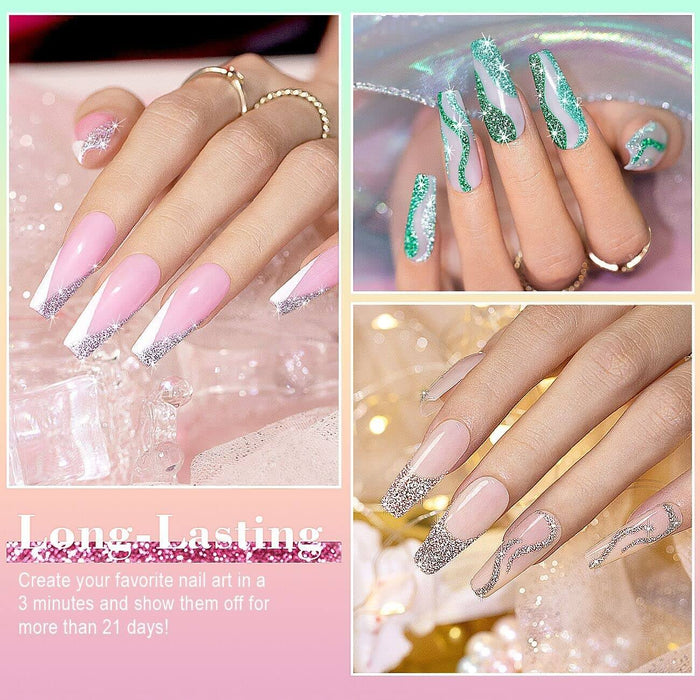 Glitter Gel Liner Nail Art Designs French Tips Line Work