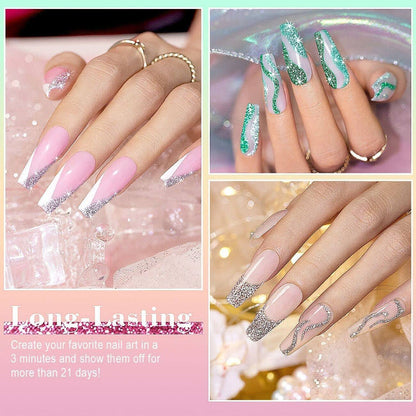 Glitter Gel Liner Nail Art Designs French Tips Line Work