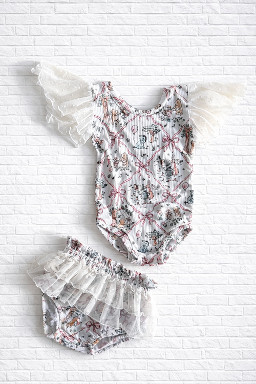2T RTS ruffle bloomies and flutter sleeve Leo