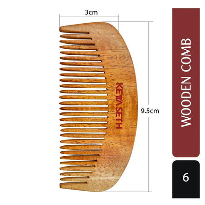 Free 3-in-1 Neem Wooden Comb Small Size - Keya Seth Aromatherapy