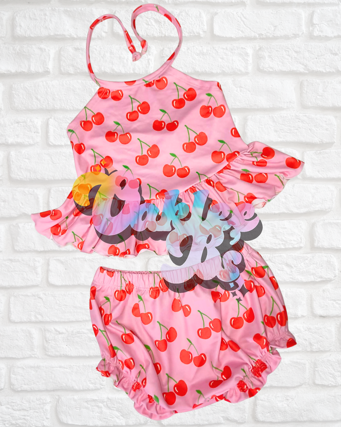 4T RTS olive top & ruffle shorties