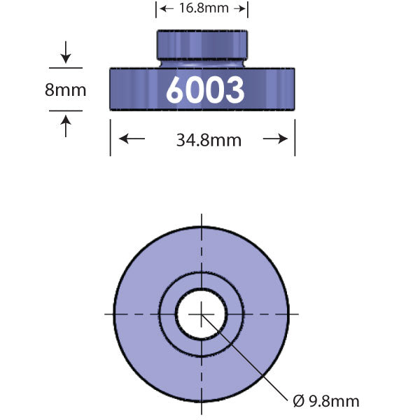 6003 Open Bore Adapter Dimensions