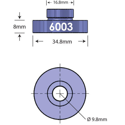 6003 Open Bore Adapter Dimensions