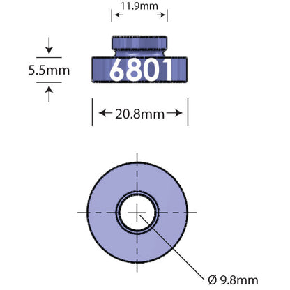 6801 Open Bore Adapter Dimensions