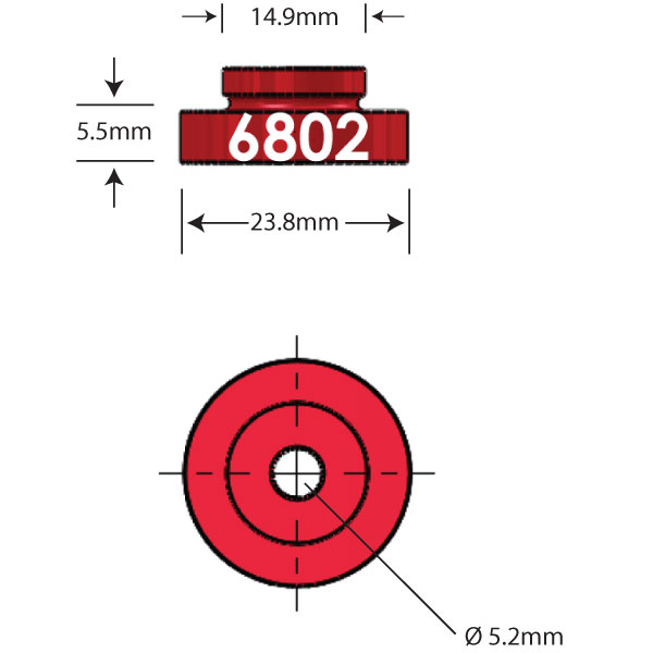 6802 Open Bore Adapter Dimensions