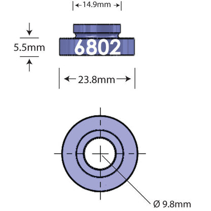 6802 Open Bore Adapter Dimensions