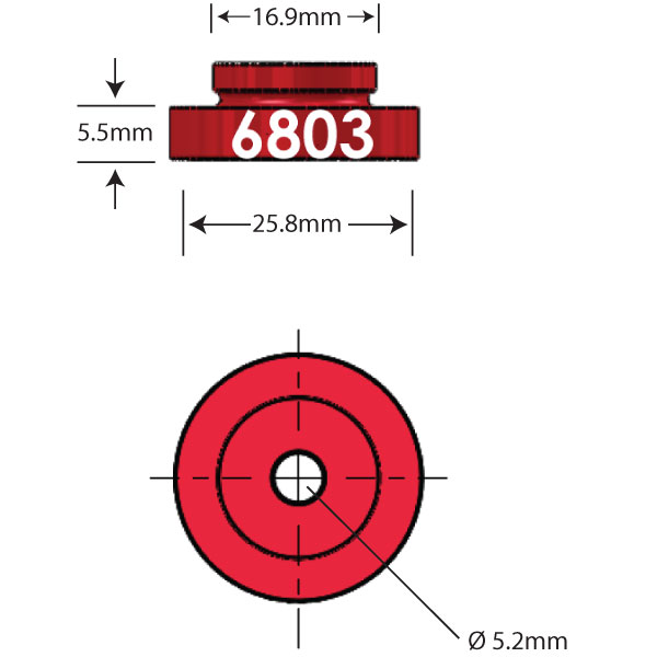 6803 Open Bore Adapter Dimensions