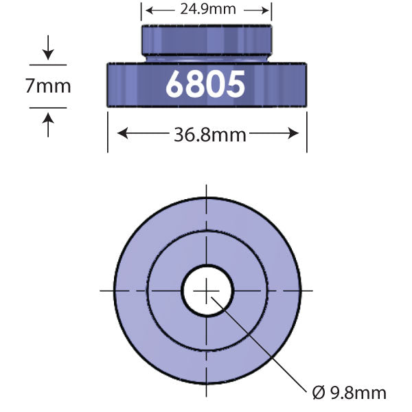 6805 Open Bore Adapter Dimensions