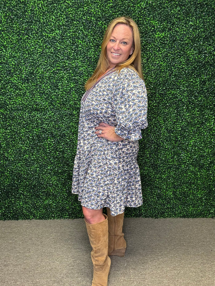 Abstract Floral Patchwork Mini Dress