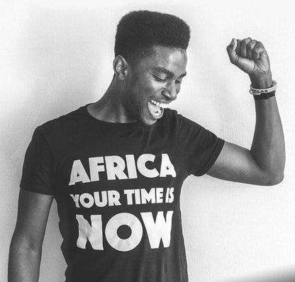 AFRICA your time is NOW adult t-shirt (black)