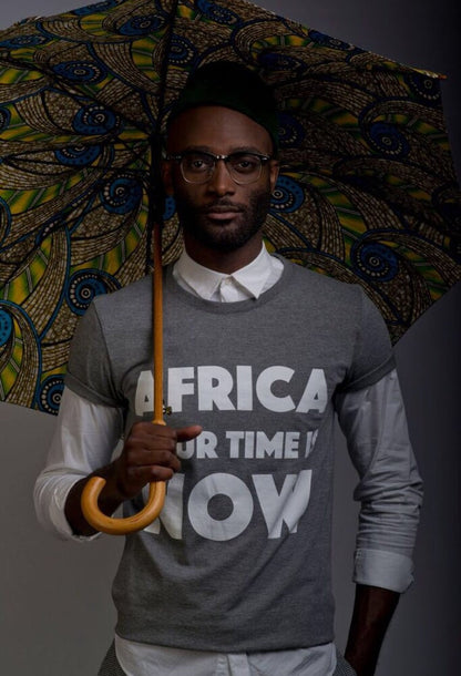 AFRICA your time is NOW adult t-shirt (grey melange)