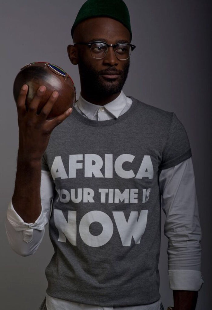 AFRICA your time is NOW adult t-shirt (grey melange)