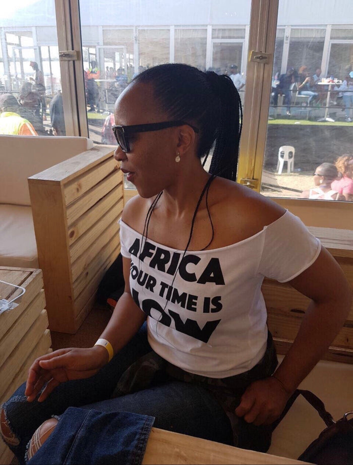 Africa your time is NOW adult t-shirt (white customized)