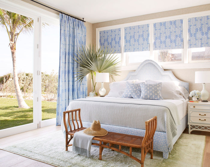 Alan Campbell Fabric: Laurel Reverse  - Custom Pale Fern on White Belgian Linen / Cotton
