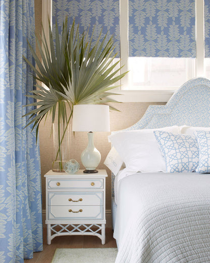 Alan Campbell Fabric: Laurel Reverse  - Custom Pale Fern on White Belgian Linen / Cotton