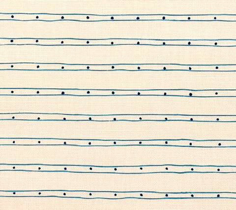 Alan Campbell Fabric: Soho - Custom Turquoise / Navy Dot on Tinted Belgian Linen / Cotton