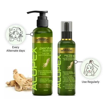 Alopex Penta Active 10, New Hair Growth Serum & Hair Fall Control, Enriched with Korean Red Ginseng, Biotin & Vitamin E (Clinically Proven) - Keya Seth Aromatherapy