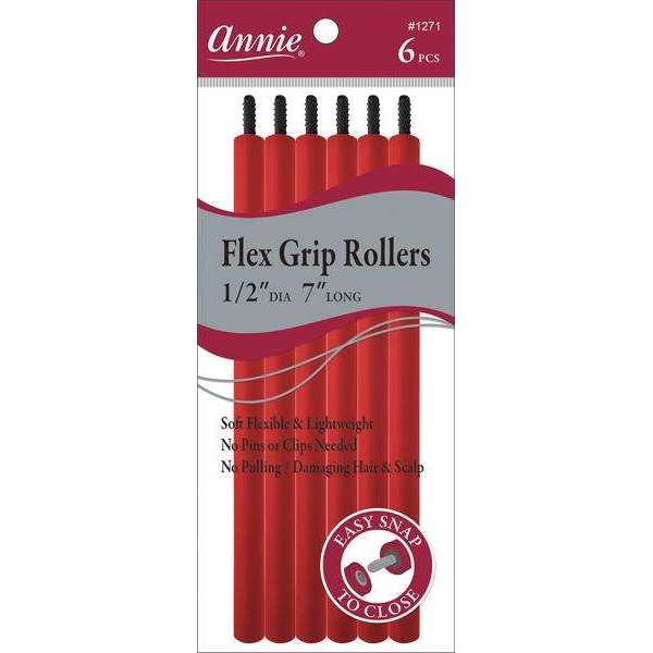 Annie Flex Grip Hair Rollers 1/2 Inch, 6 Count, Red