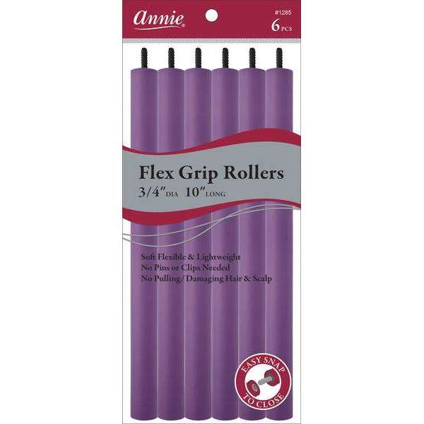 Annie Flex Grip Hair Rollers 3/4 Inch, 6 Count, Purple