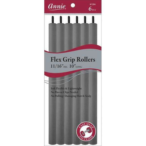 Annie Flex Grip Hair Rollers Extra-Long 11/16 Inch, 6 Count, Gray