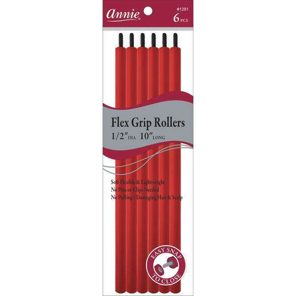 Annie Flex Grip Hair Rollers Extra-Long 1/2 Inch, 6 Count, Red