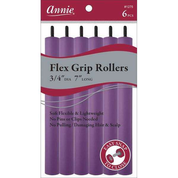 Annie Flex Grip Hair Rollers Extra-Long 3/4 Inch, 6 Count, Purple