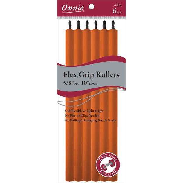 Annie Flex Grip Hair Rollers Extra-Long 5/8 Inch, 6 Count, Orange