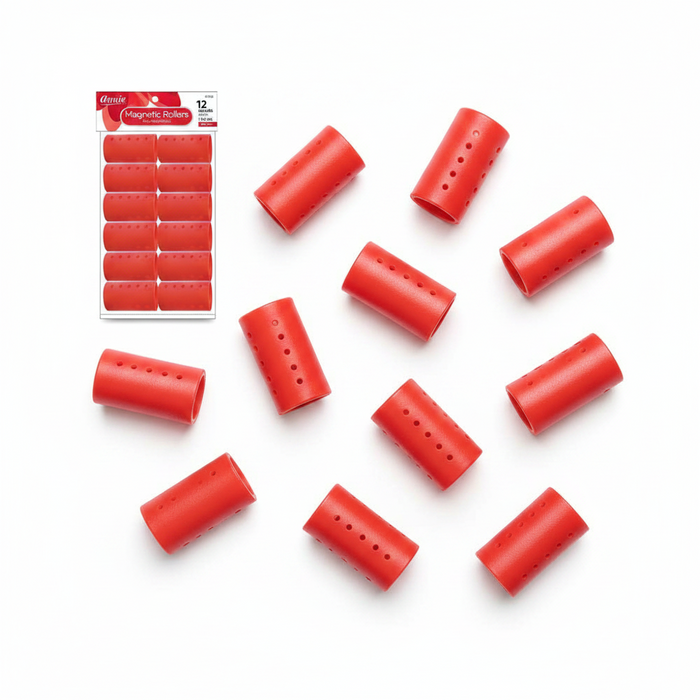 Annie Magnetic Hair Rollers 1 1/2 Inch, 12 Count, Red