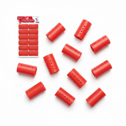 Annie Magnetic Hair Rollers 1 1/2 Inch, 12 Count, Red